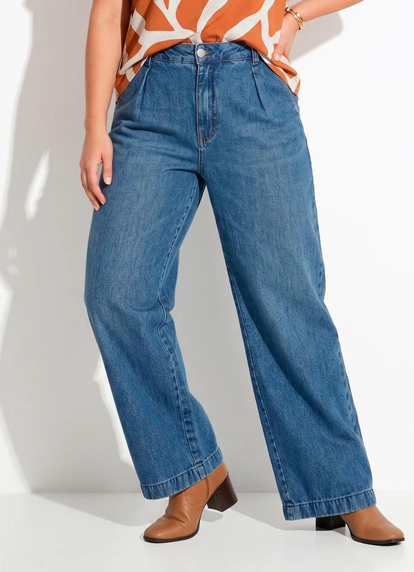 Quintess - Calça Azul Escuro em Jeans de Algodão