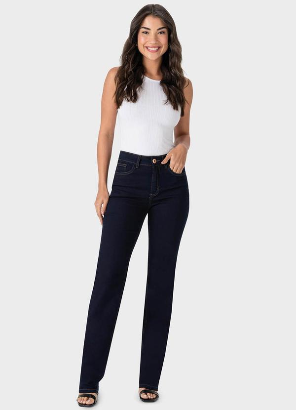 Malwee - Calça Azul Escuro Feminina Reta Jeans 3