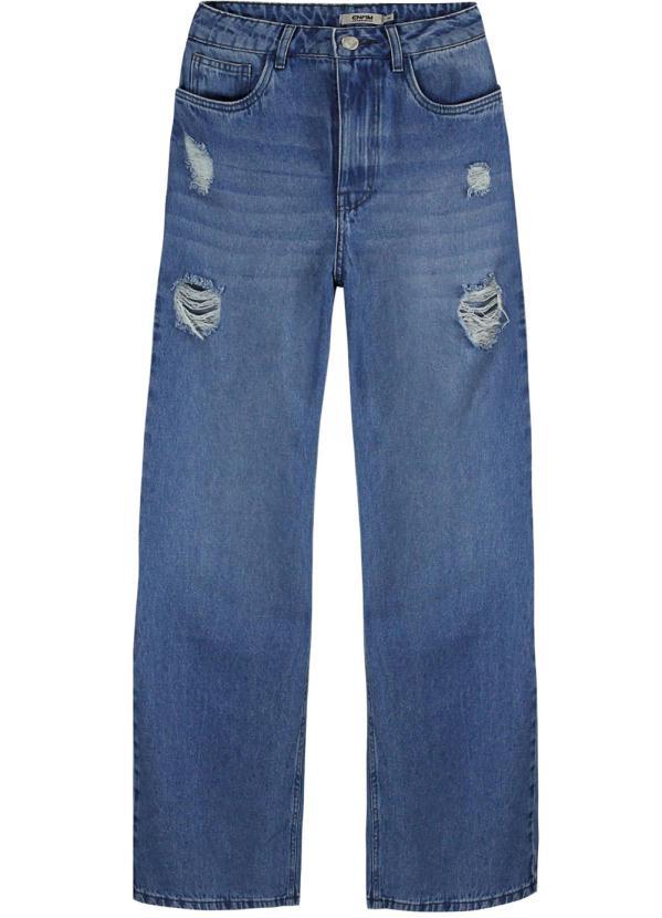 Enfim - Calça Azul Escuro Jeans Wide Leg Feminina 4