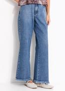 Cal�a Azul M�dio em Jeans de Algod�o