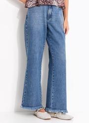 Cal�a Azul M�dio em Jeans de Algod�o