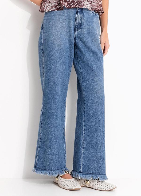 Cal�a Azul M�dio em Jeans de Algod�o