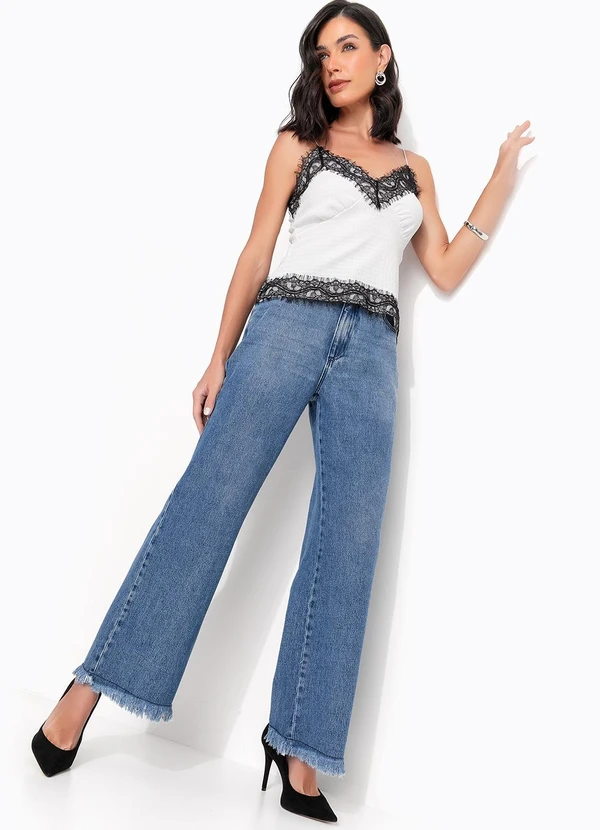 Quintess - Calça Azul Médio em Jeans de Algodão 5