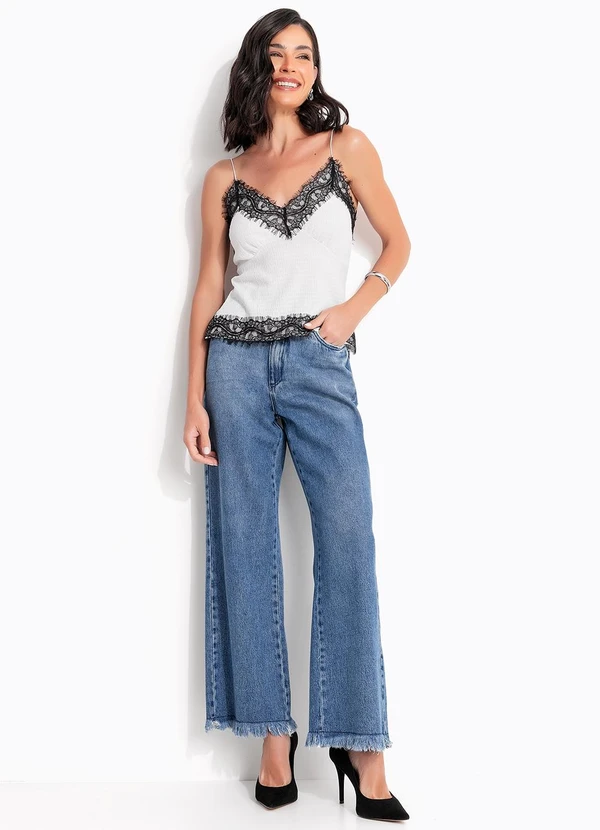 Quintess - Calça Azul Médio em Jeans de Algodão 4