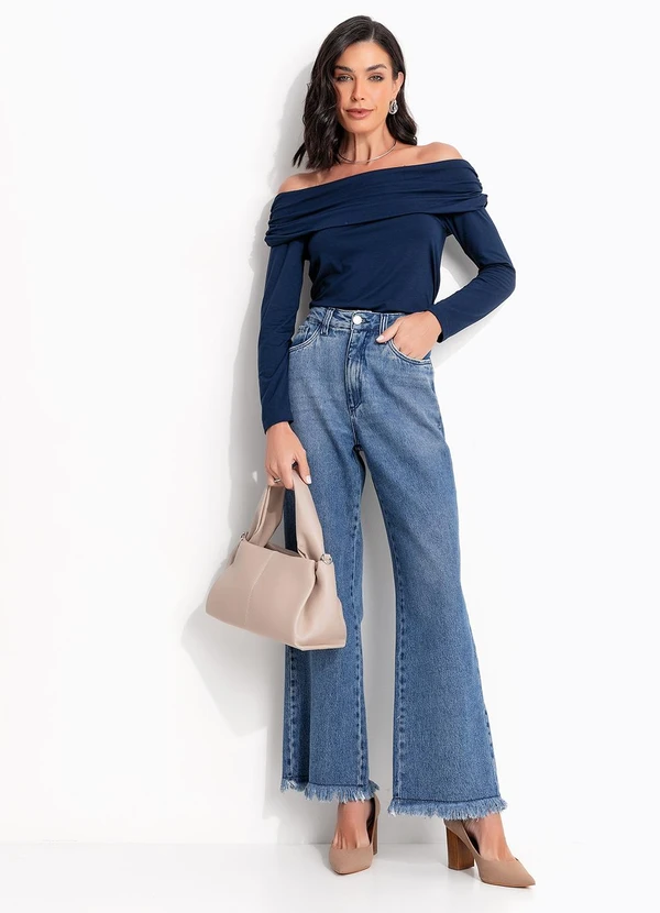 Quintess - Calça Azul Médio em Jeans de Algodão 3