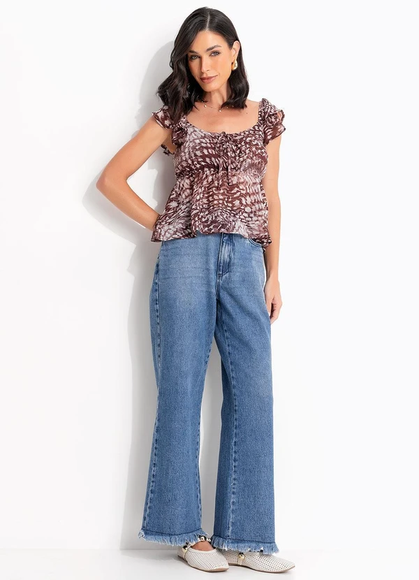 Quintess - Calça Azul Médio em Jeans de Algodão 12