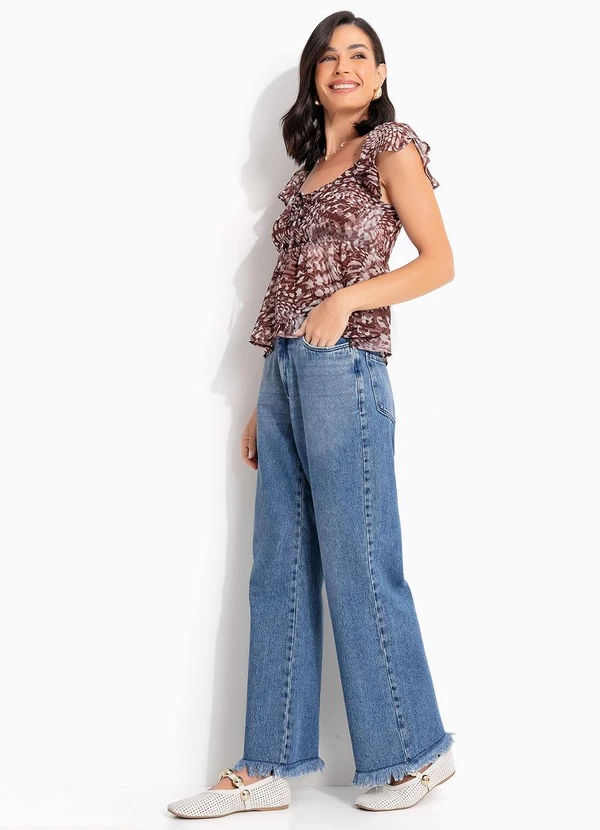 Quintess - Calça Azul Médio em Jeans de Algodão 11