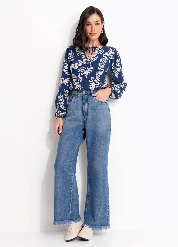 Quintess - Calça Azul Médio em Jeans de Algodão 10