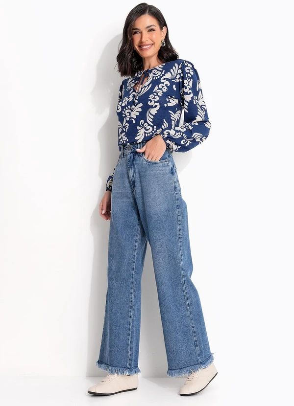 Quintess - Calça Azul Médio em Jeans de Algodão 9