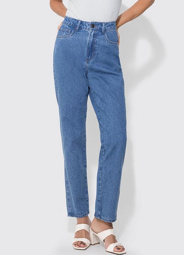 Enfim - Calça Azul Reta Jeans Cintura Alta