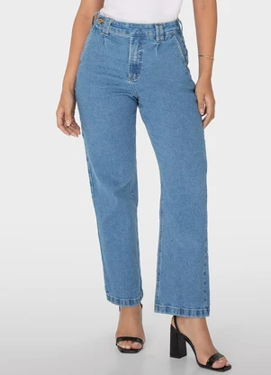 Malwee - Calça Azul Straight Cropped Jeans - MALWEE