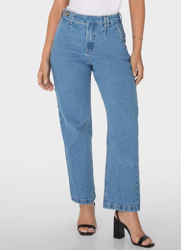 Malwee - Calça Azul Straight Cropped Jeans