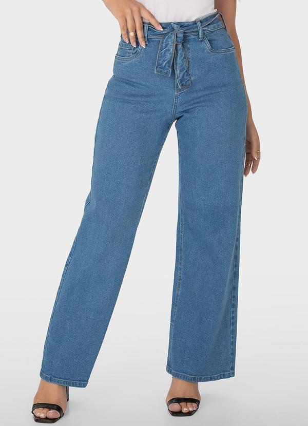 Malwee - Calça Azul Wide Leg Jeans Feminina