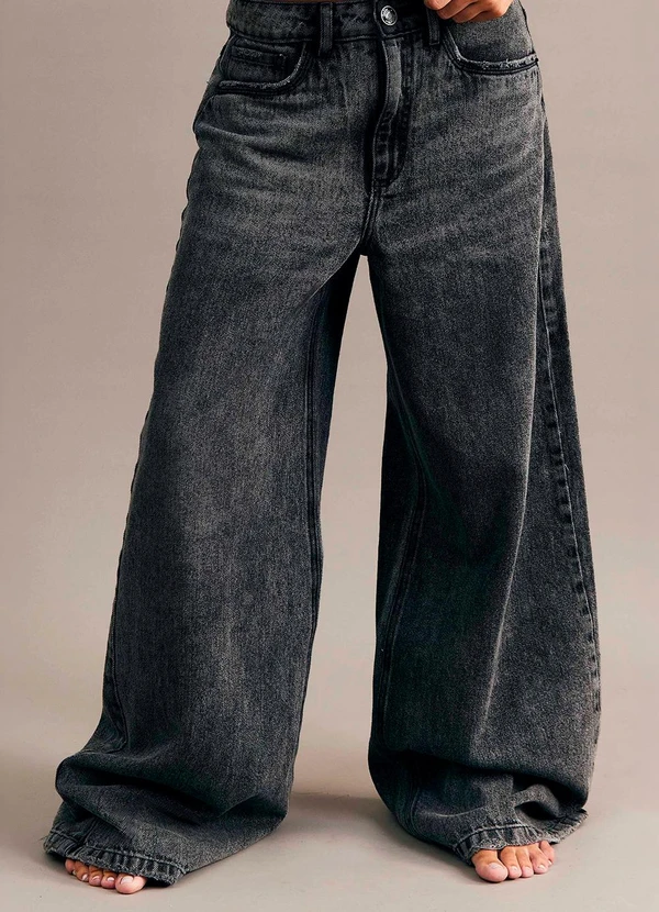 Sofie - Calça Baggy After Dusk em Denim Black Preto