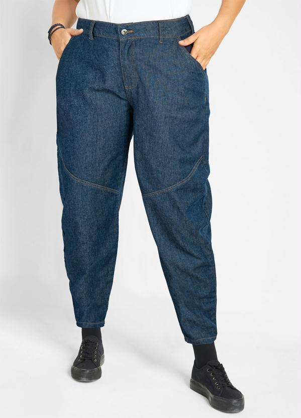 Outlet - Calça Baggy com Bolsos Azul Escuro 4