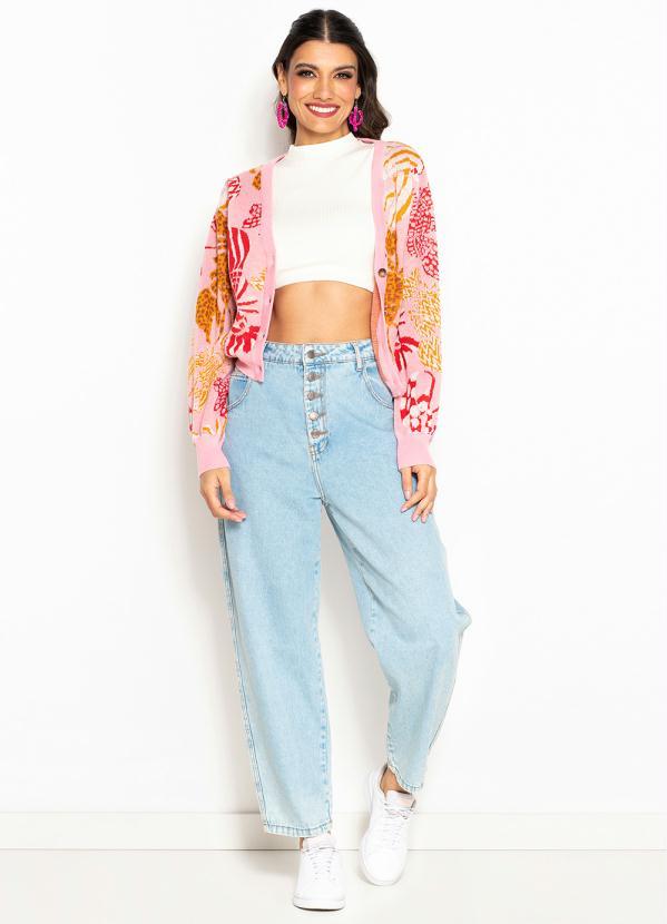 Farm - Calça Baggy Jeans com Botões na Frente Azul 3