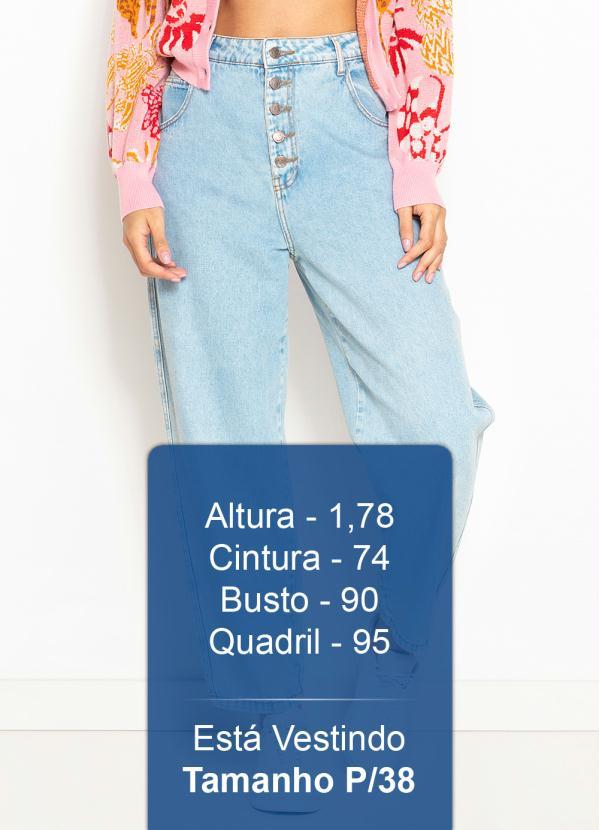 Farm - Calça Baggy Jeans com Botões na Frente Azul 5