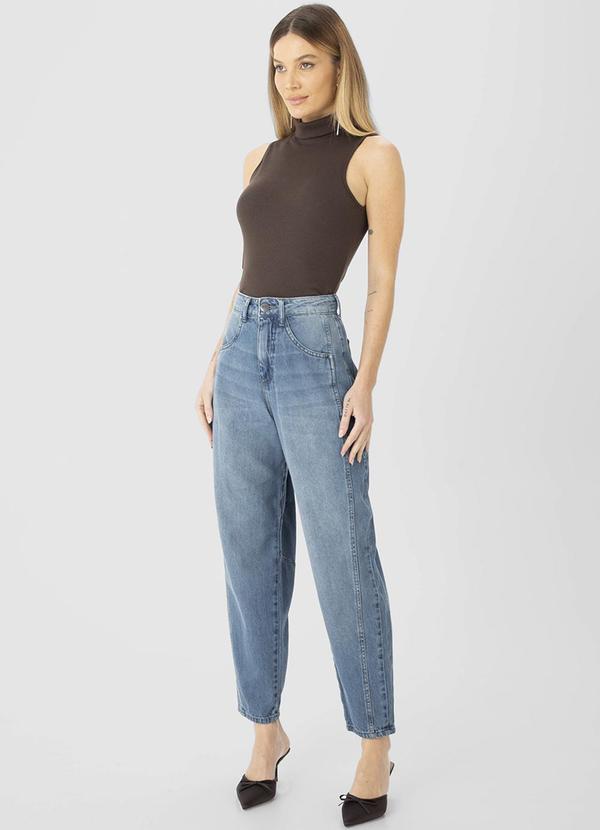 Enfim - Calça Barrel Jeans Cintura Alta Azul 2