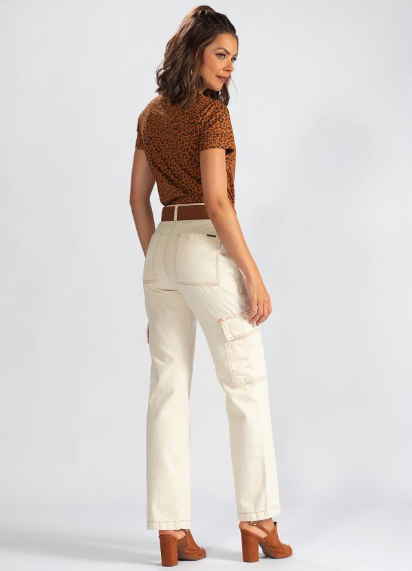 Hering - Calça Cargo Jeans Branca 4