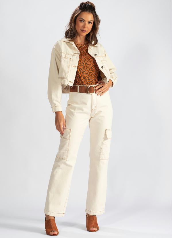 Hering - Calça Cargo Jeans Branca 7