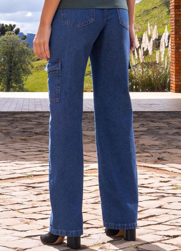 Quintess - Calça Cargo Jeans Médio em Jeans 2