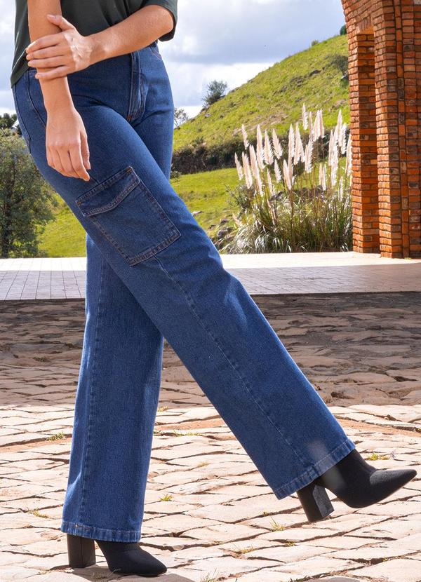 Quintess - Calça Cargo Jeans Médio em Jeans 3