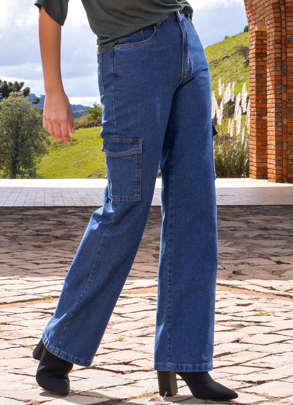 Quintess - Calça Cargo Jeans Médio em Jeans 5