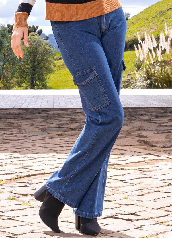 Quintess - Calça Cargo Jeans Médio em Jeans 7