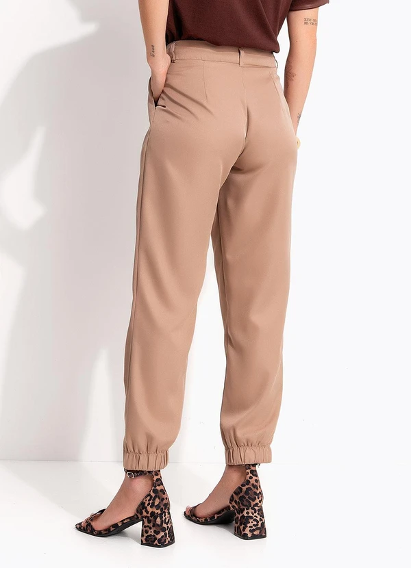 Quintess - Calça Cenoura Bege Tecido Alfaiataria 2