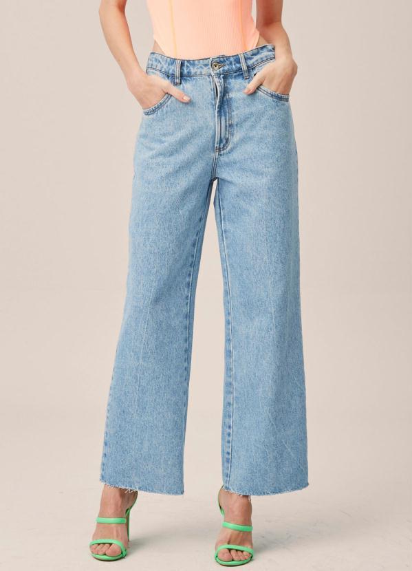 Lança Perfume - Calça Cropped Jeans Ampla Azul