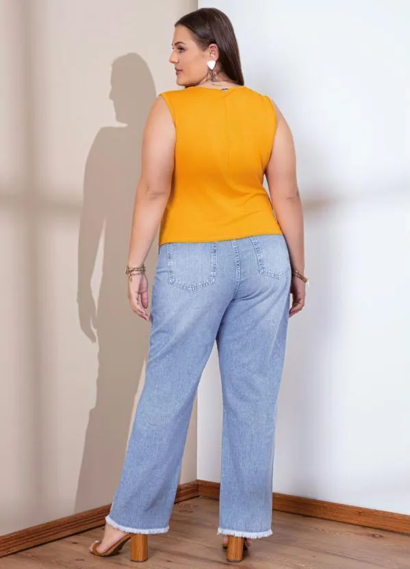 Quintess - Calça Destroyed Jeans Claro Abertura na Barra 10