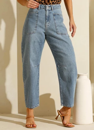 Rafree - Calça Fem Barrel Isabela Azul - RAFREE