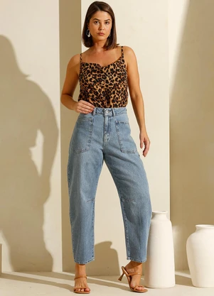 Queima Estoque - Calça Fem Barrel Isabela Azul - QUEIMA ESTOQUE