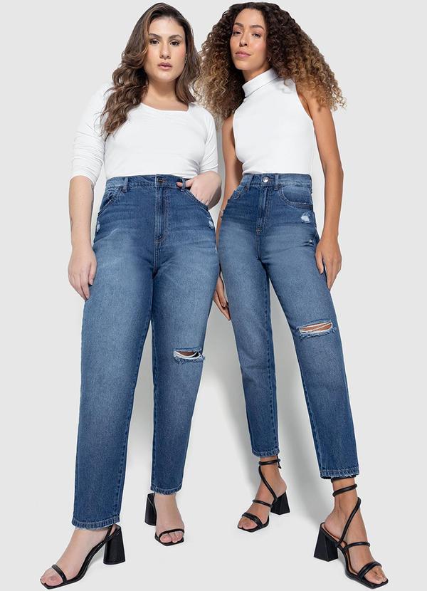 Enfim - Calça Feminina Mom Jeans Cintura Alta Azul 2