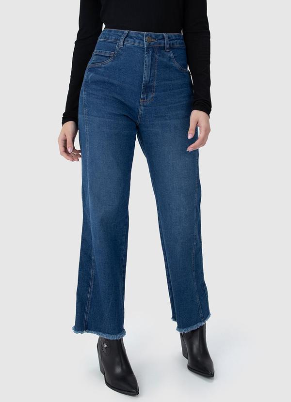 Malwee - Calça Feminina Straight Cropped Jeans Azul