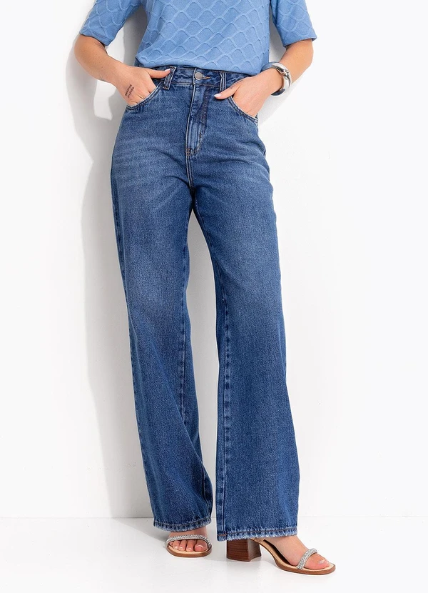 Quintess - Calça Flare Azul Médio  em Jeans