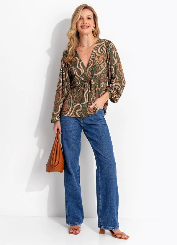 Quintess - Calça Flare Azul Médio  em Jeans 14