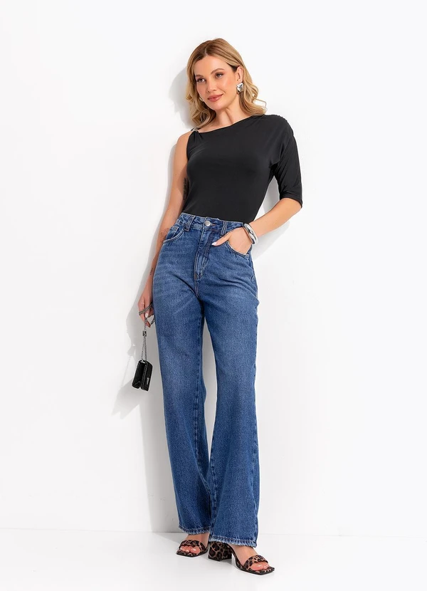 Quintess - Calça Flare Azul Médio  em Jeans 7