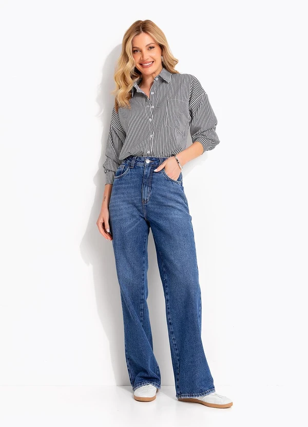 Quintess - Calça Flare Azul Médio  em Jeans 5