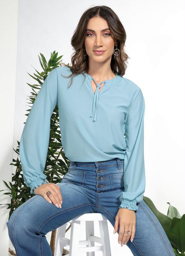 Queima Estoque - Calça Flare Cintura Alta Azul Médio 3