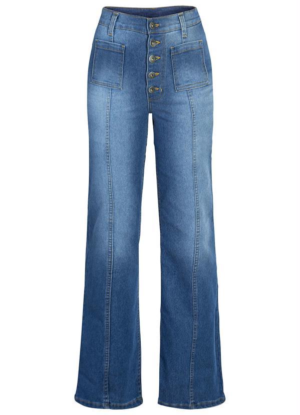 Queima Estoque - Calça Flare Cintura Alta Azul Médio 6