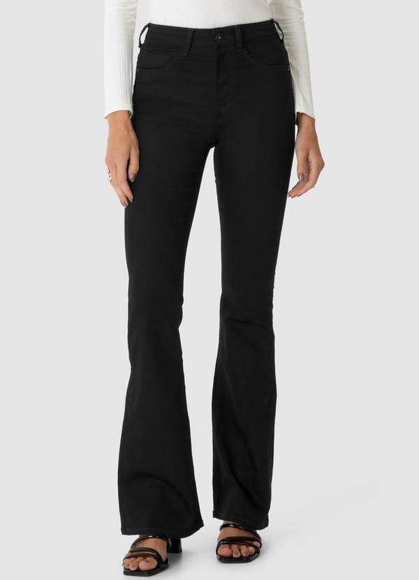 Malwee - Calça Flare Cintura Alta em Sarja Preto