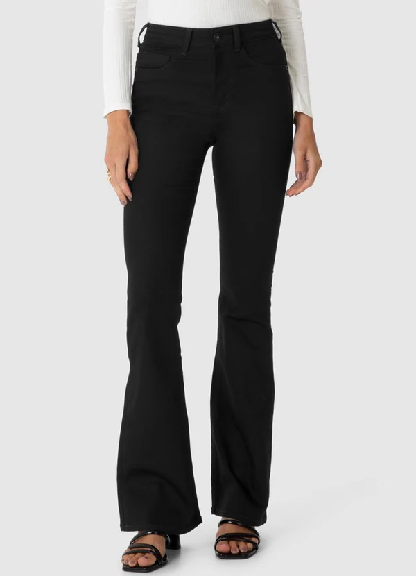 Malwee - Calça Flare Cintura Alta em Sarja Preto