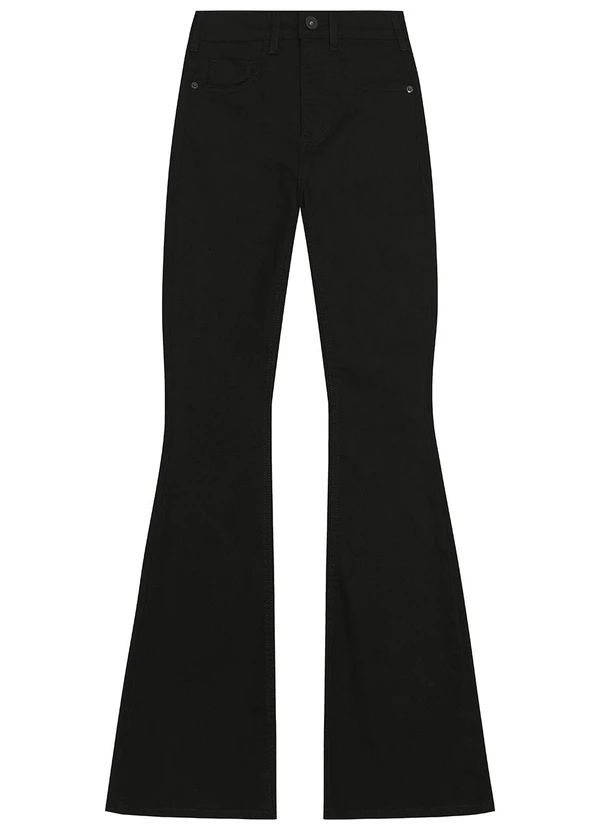 Malwee - Calça Flare Cintura Alta em Sarja Preto 7