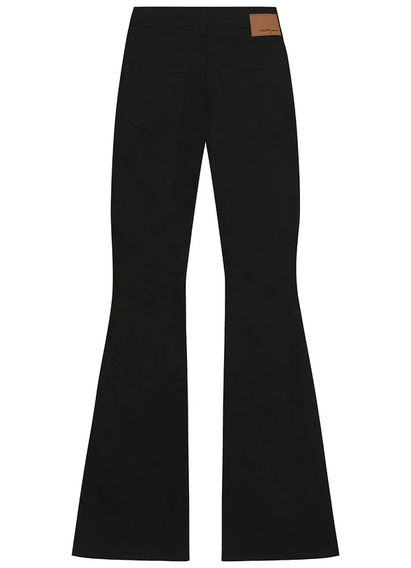 Malwee - Calça Flare Cintura Alta em Sarja Preto 8