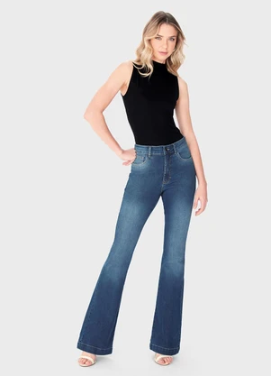 Enfim - Calça Flare Jeans Cintura Alta Azul - ENFIM