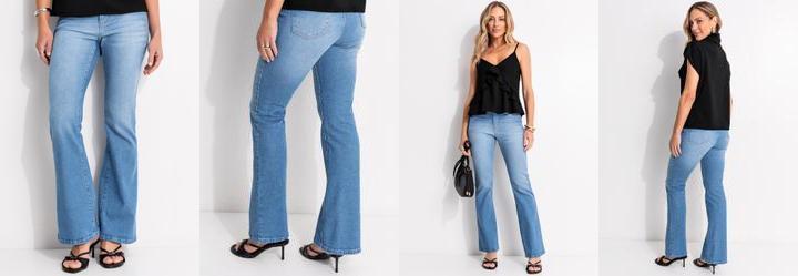 Calça Flare Jeans Claro em Jeans Calça Flare Jeans Claro em Jeans