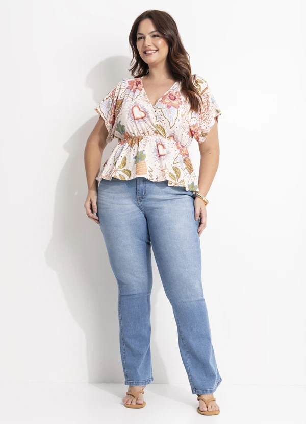 Quintess - Calça Flare Jeans Claro em Jeans 12