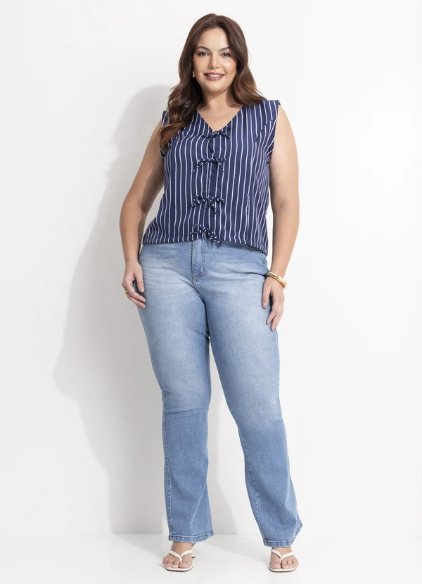 Quintess - Calça Flare Jeans Claro em Jeans 15
