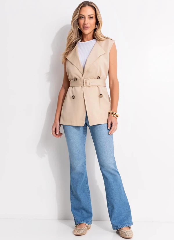 Quintess - Calça Flare Jeans Claro em Jeans 8